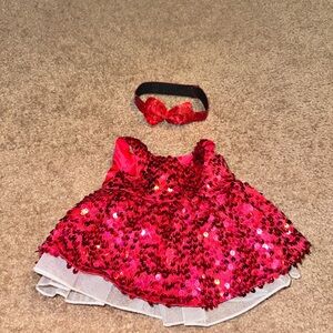 Build-A-Bear Red Sequin Dress with Headband